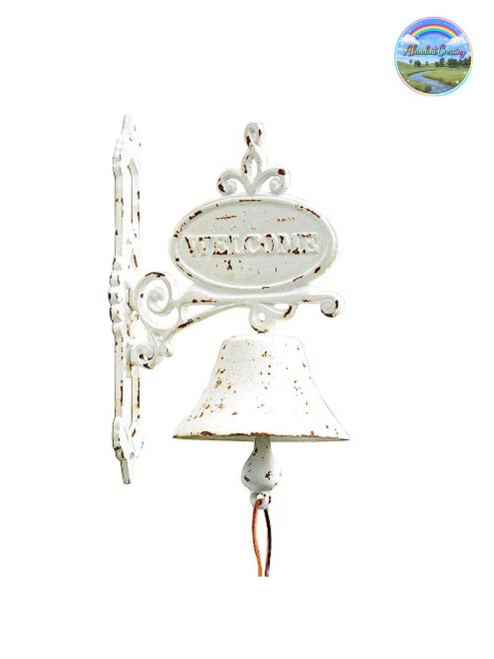 Rustic White Cast Iron Dinner Bell Wall Hanging Welcome Doorbell